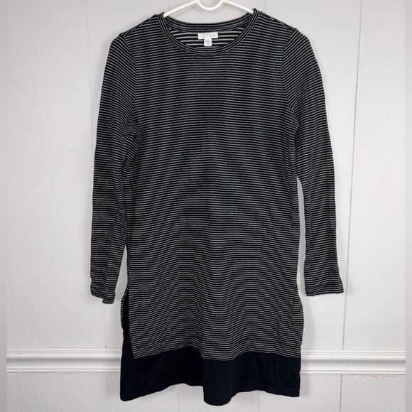 J. Jill Dresses & Skirts - J. Jill Black White Striped Long Sleeve Layered Shirt Dress Small Petite Fall